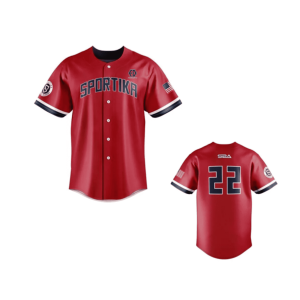 Full Dye Sub Baseball/Softball Faux Full Button Short Sleeve Jersey – Varsity Pattern – Adult/Youth